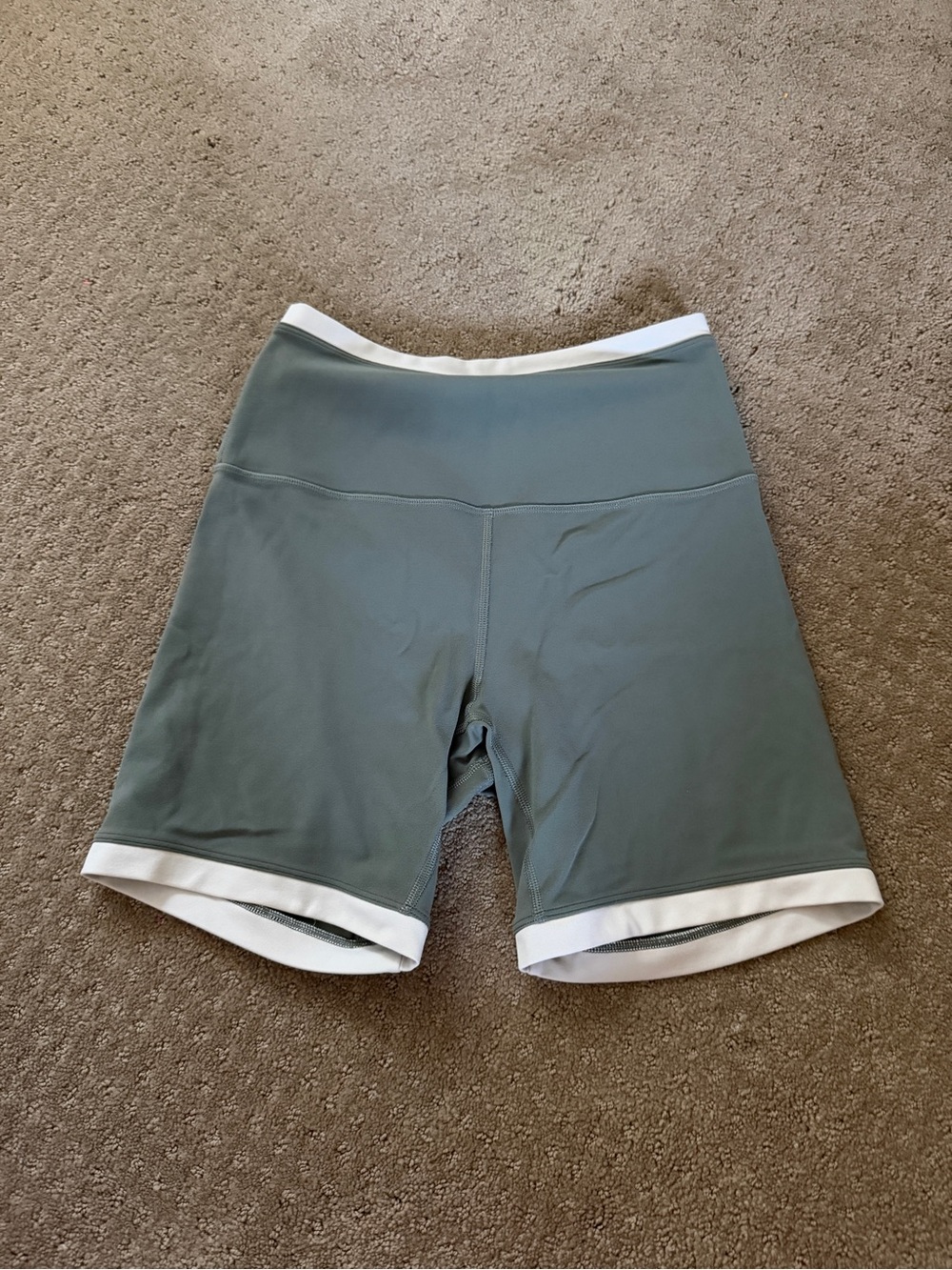 lululemon athletica Olive Green Bike Shorts with White Trim